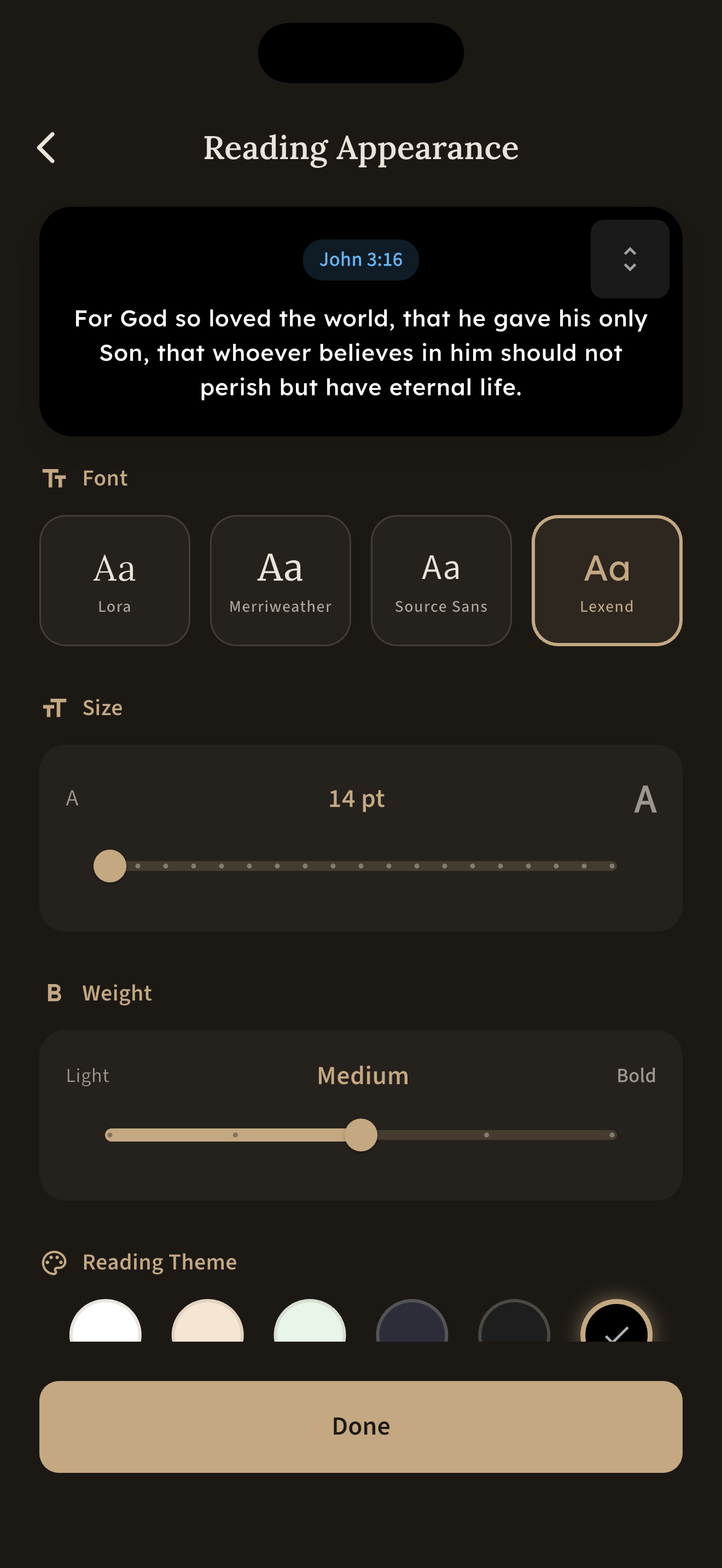 Reading appearance settings